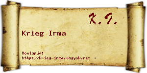 Krieg Irma névjegykártya